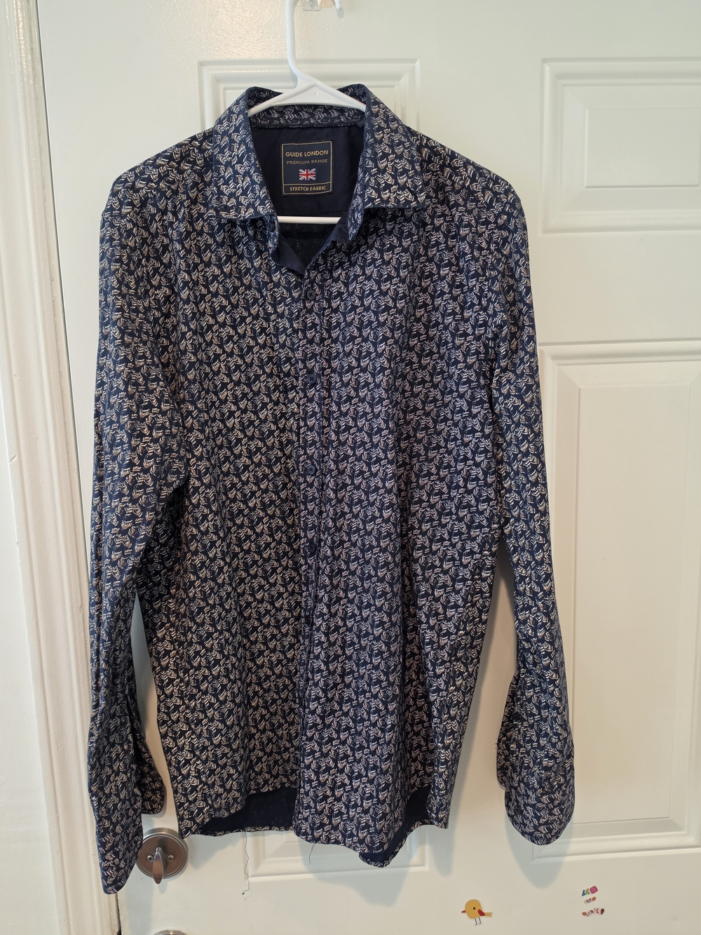 Men’s Guide London Navy Patterned Button-Up Shirt